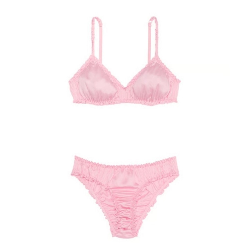 Victoria secret pink bralette and panty set valentines set MEDIUM pink